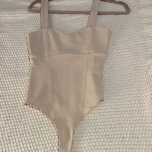 Abercrombie & Fitch Cream Sculpted Strap Bodysuit